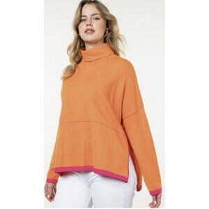 THML Turtleneck Sweater Womens XL Orange Pink Pullover Split Side Hem Soft